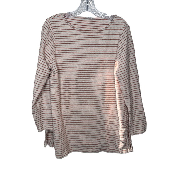 J. Jill Tops - J. Jill Womens 1X Tunic Top Striped Cotton Knit Boat Neck Long Sleeve Orange